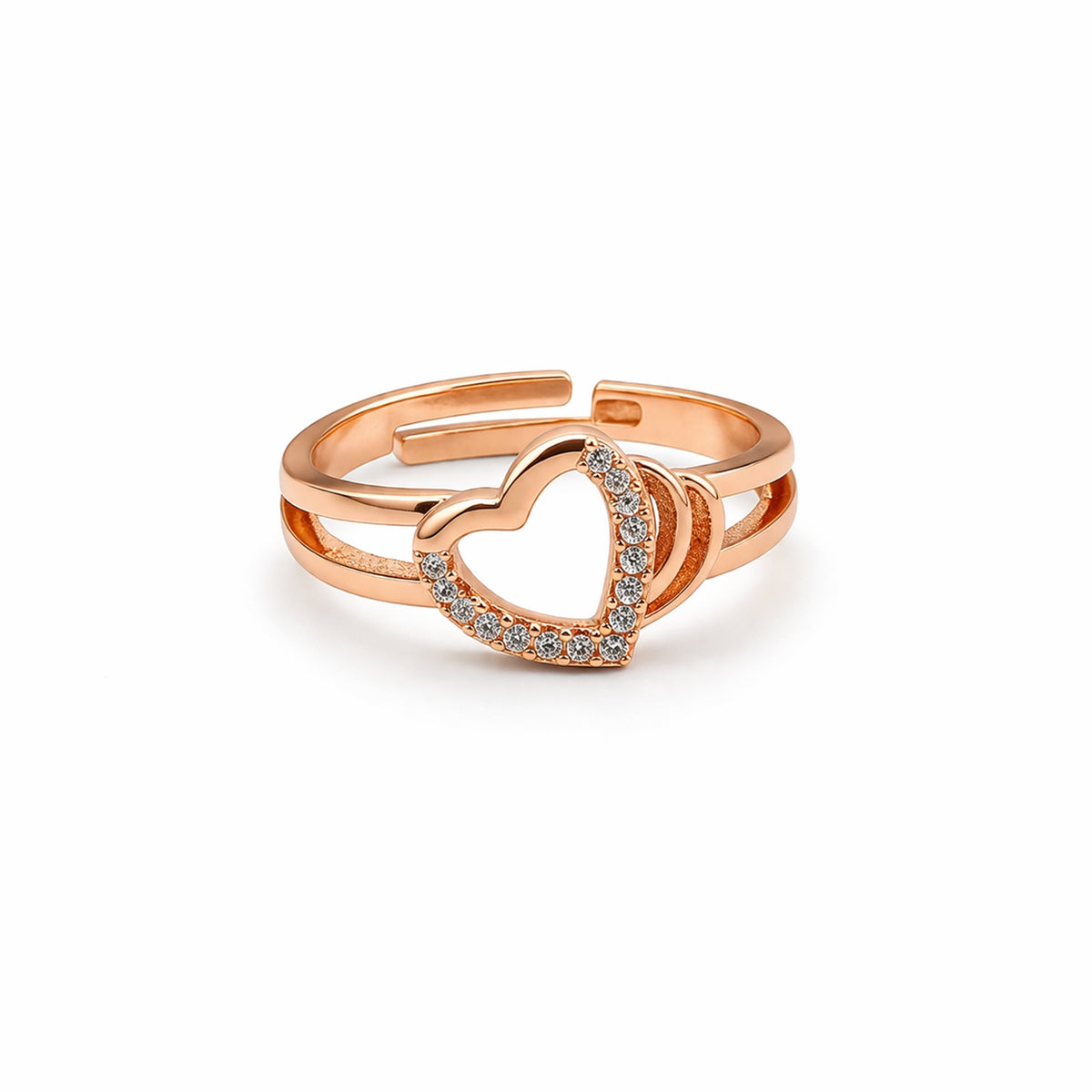 Cascading Pave Open Heart Dual Band Ring GWR-119