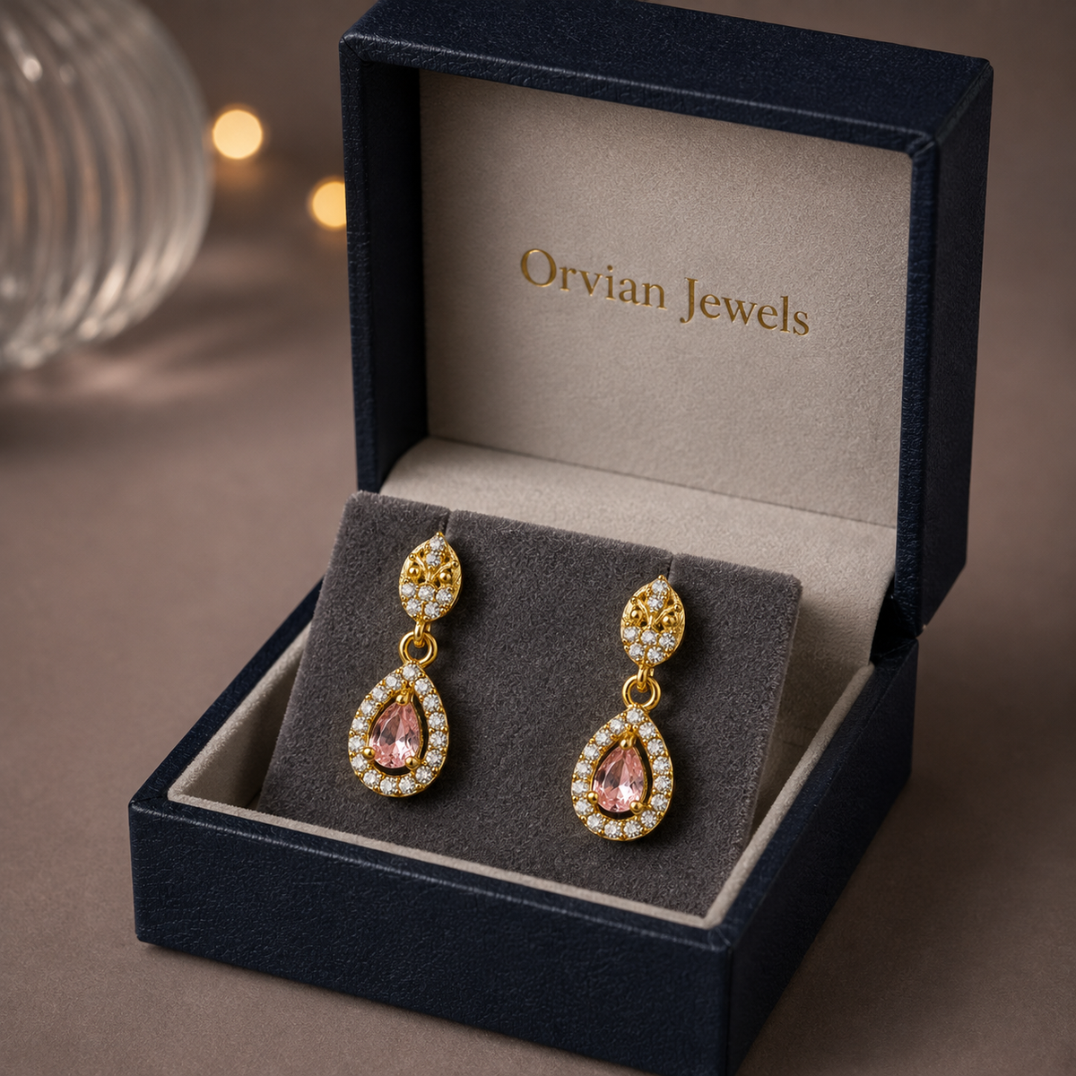 Roselle Pink Teardrop Earrings GWE 277
