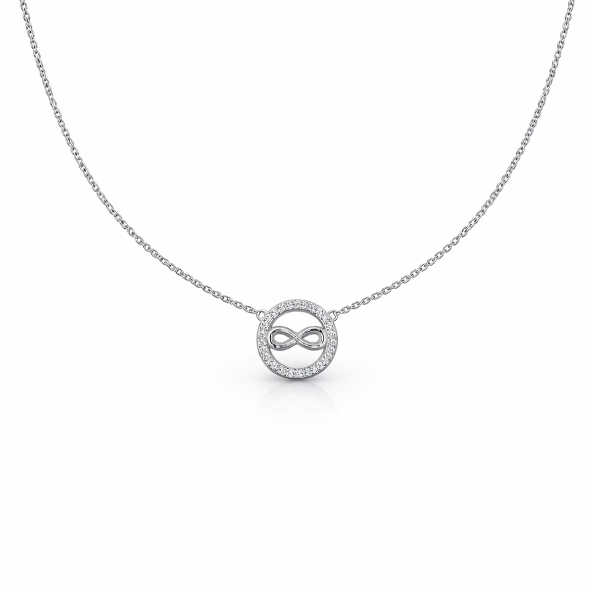 Sleek Infinity Halo Pendant Necklace GWN -49