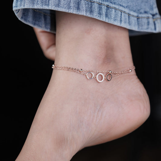 Triple Circle Halo Dual Layer Anklet GWA-16