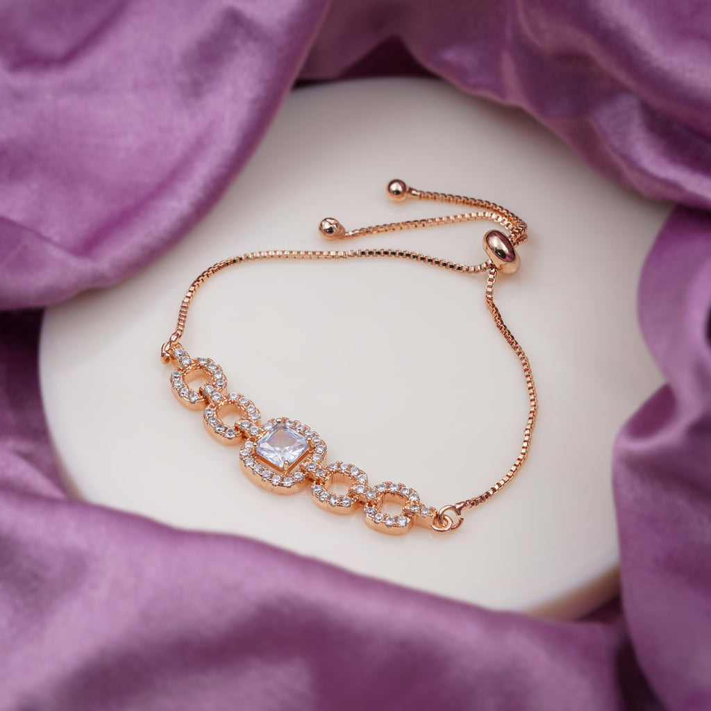Imperial Cushion Cut Solitaire & Linked Halo Bolo Bracelet GWB-52