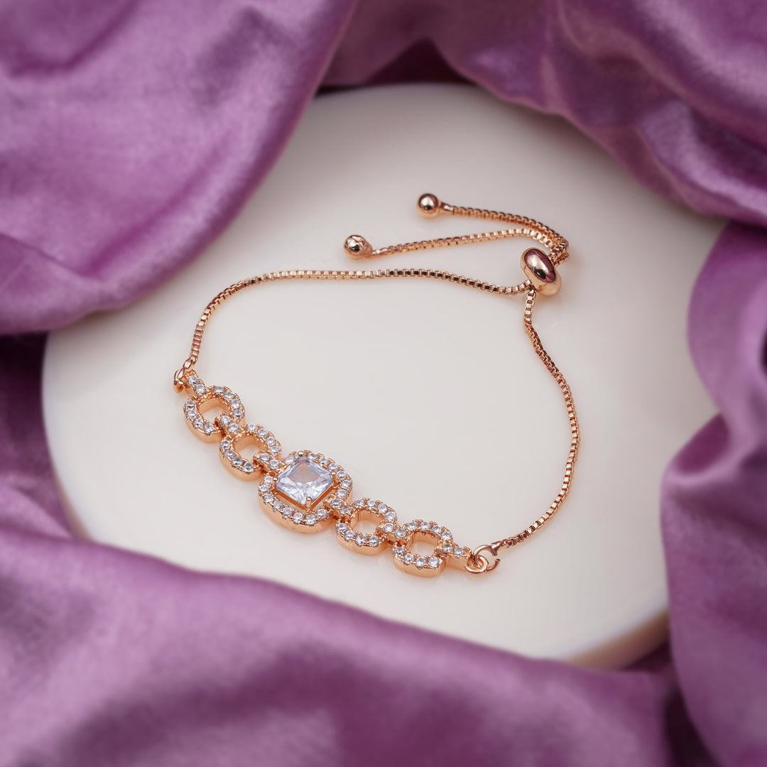 Imperial Cushion Cut Solitaire & Linked Halo Bolo Bracelet GWB-52