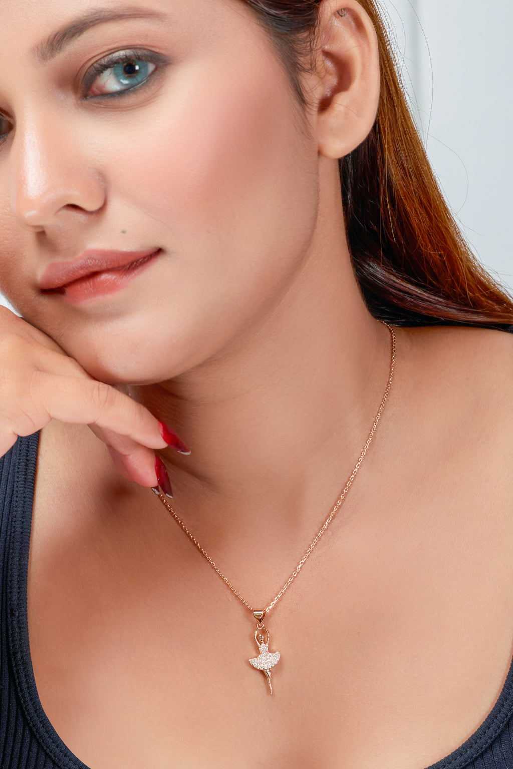 Graceful Ballerina Crystal Pendant Necklace GWN -6