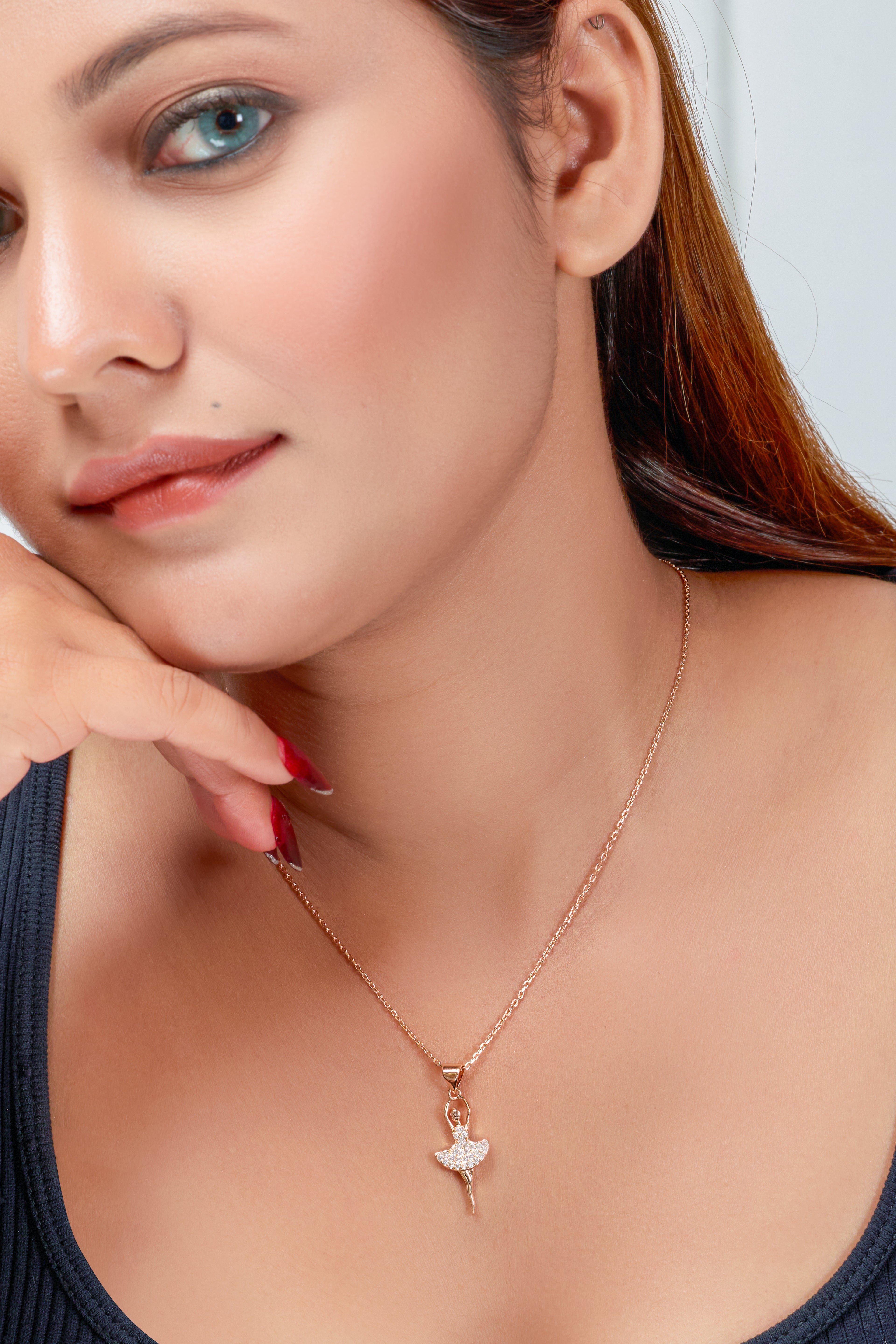 Graceful Ballerina Crystal Pendant Necklace GWN -6