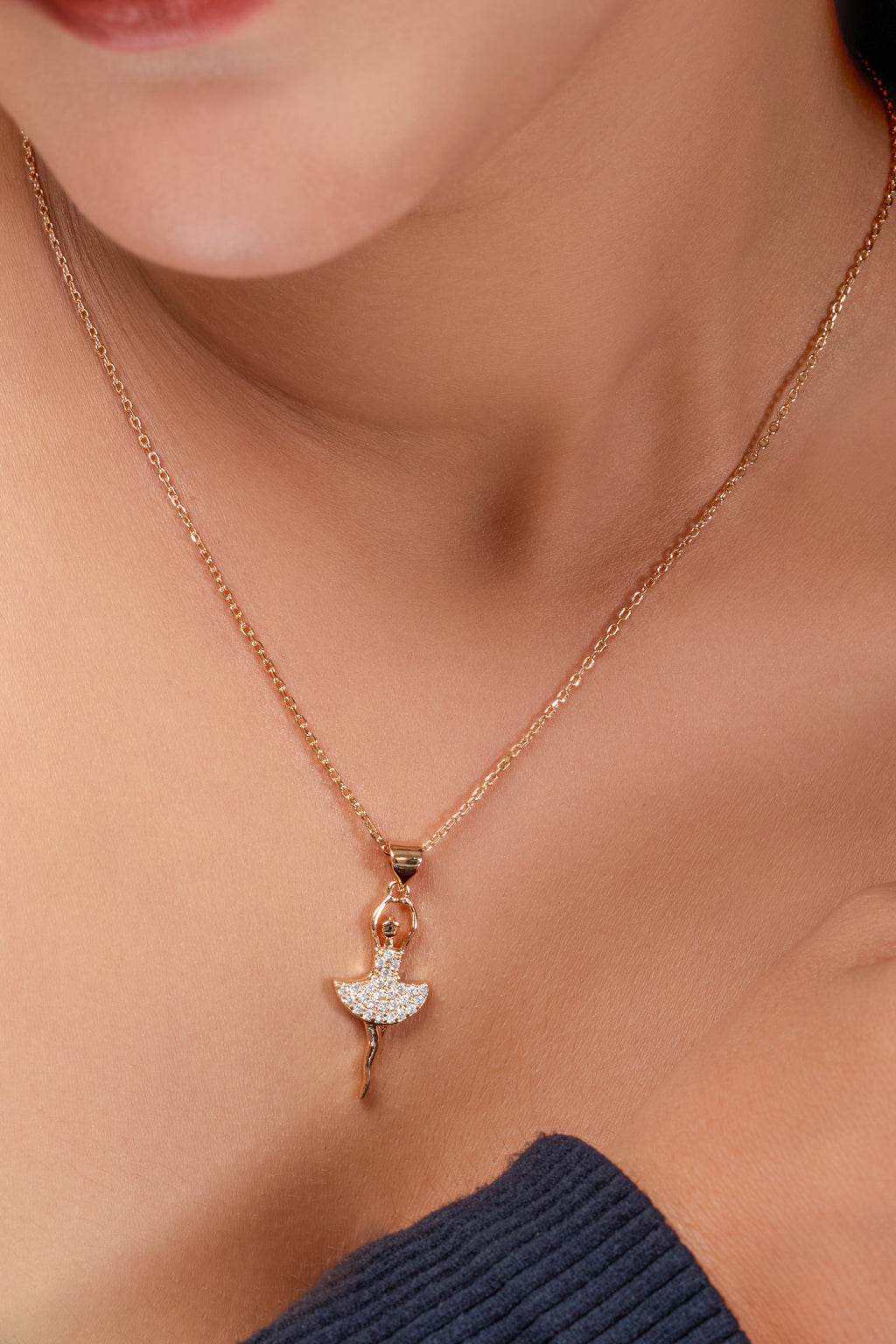 Graceful Ballerina Crystal Pendant Necklace GWN -6