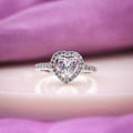 Classic Heart Cut Solitaire Halo Band Ring GWR-88