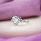 Classic Heart Cut Solitaire Halo Band Ring GWR-88