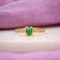 Classic Emerald Cut Green Solitaire Band Ring GWR-90