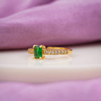 Classic Emerald Cut Green Solitaire Band Ring GWR-90