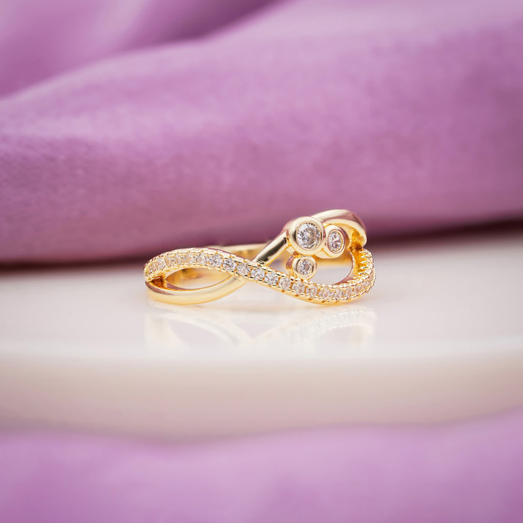 Bezel Triple Crystal Wave Bypass Ring GWR-94