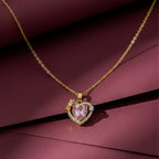 Classic Pink Heart Halo Bow Necklace GWN -79