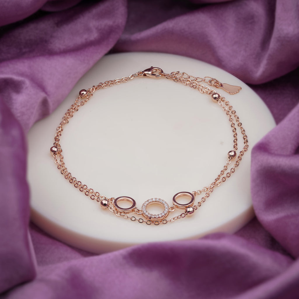 Triple Circle Halo Dual Layer Anklet GWA-16