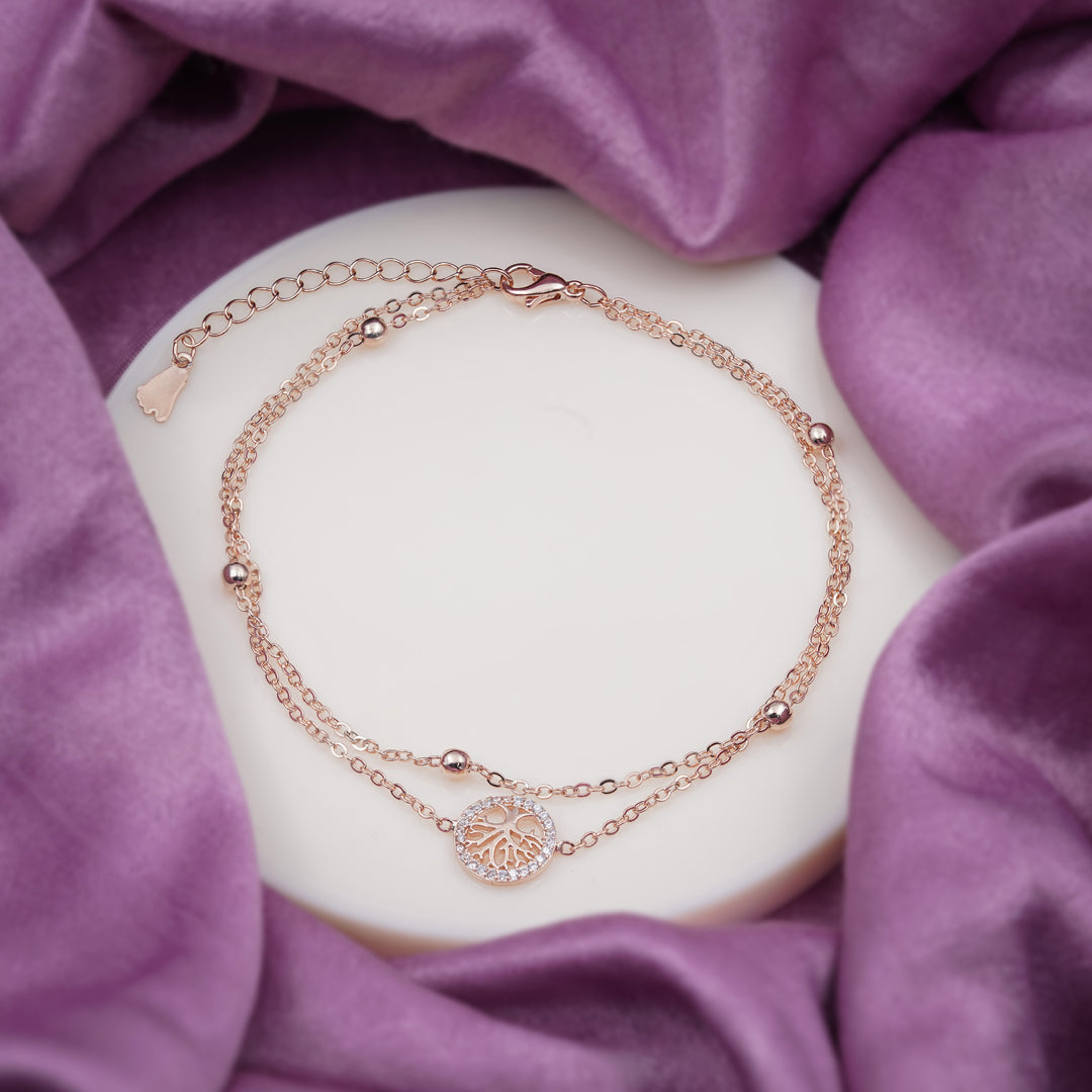 Tree of Life Halo Dual Layer Charm Anklet GWA-11