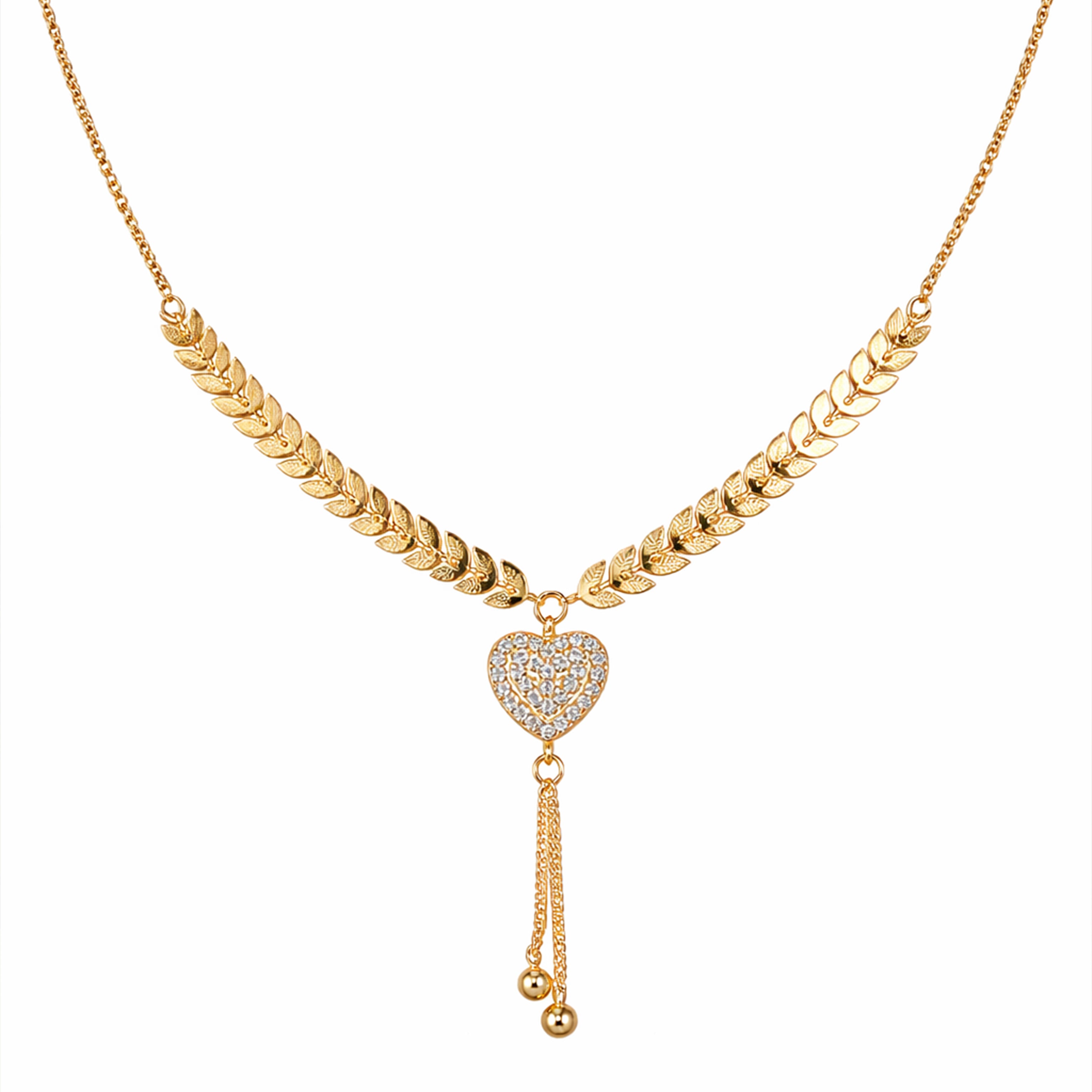 Imperial Laurel Leaf Heart Tassel Necklace GWN -26