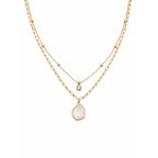 Modern Organic Shell Paperclip Layered Necklace GWN -131