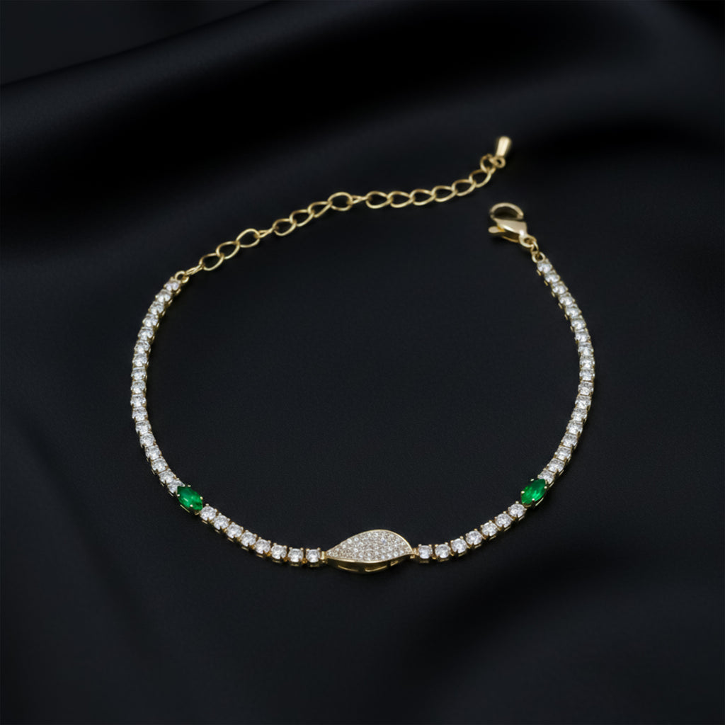 Imperial Emerald Green & Marquise Pave Tennis Bracelet GWB-106