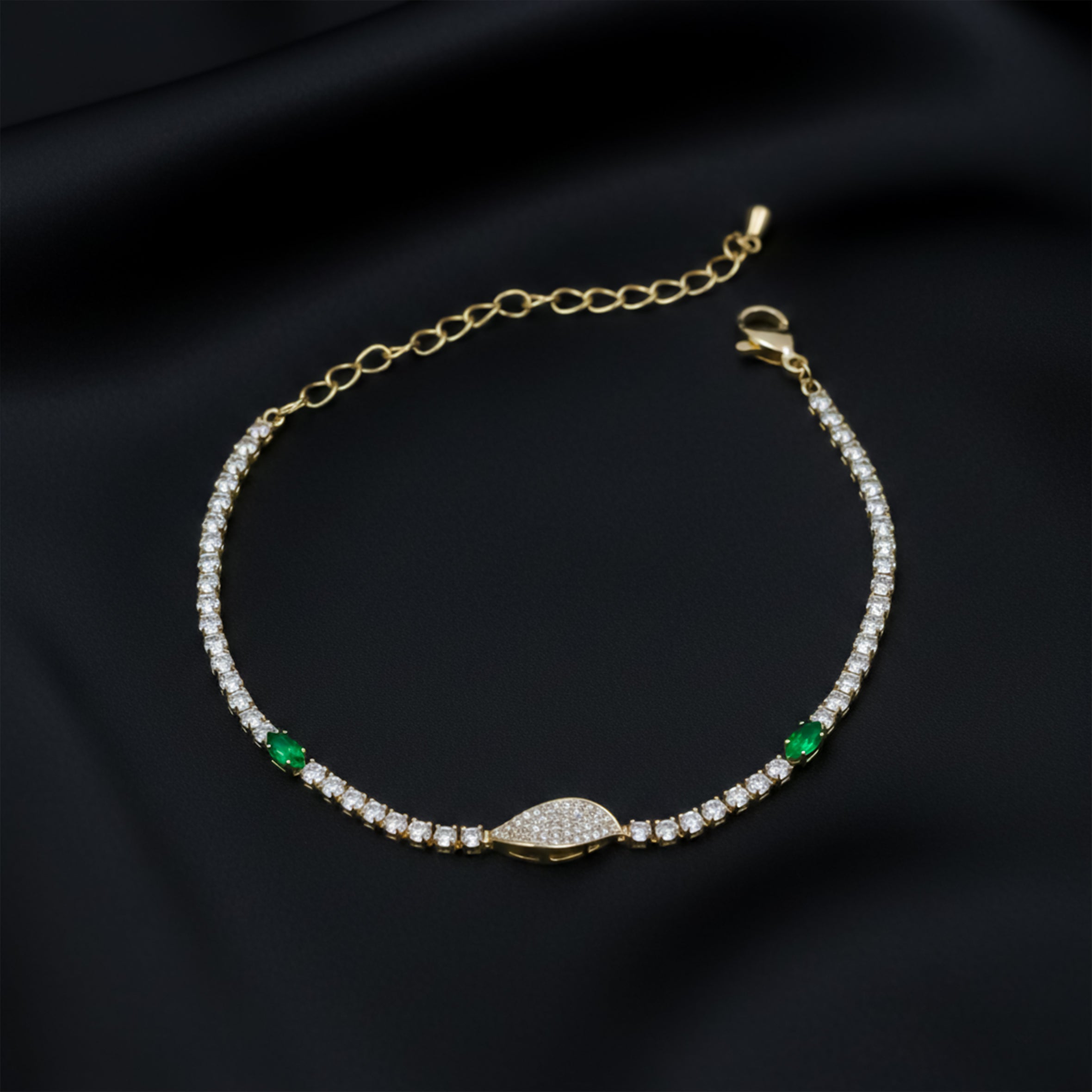 Imperial Emerald Green & Marquise Pave Tennis Bracelet GWB-106