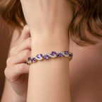 Imperial Amethyst Purple & Wavy Crystal Tennis Bracelet GWB-146