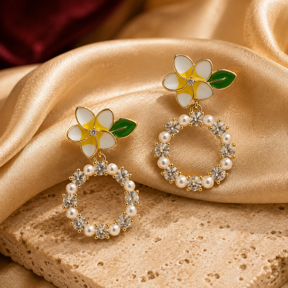 Flora Bloom Pearl Hoop Earrings GWE -133