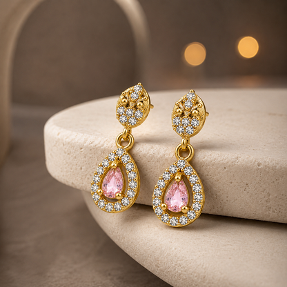 Roselle Pink Teardrop Earrings GWE 277