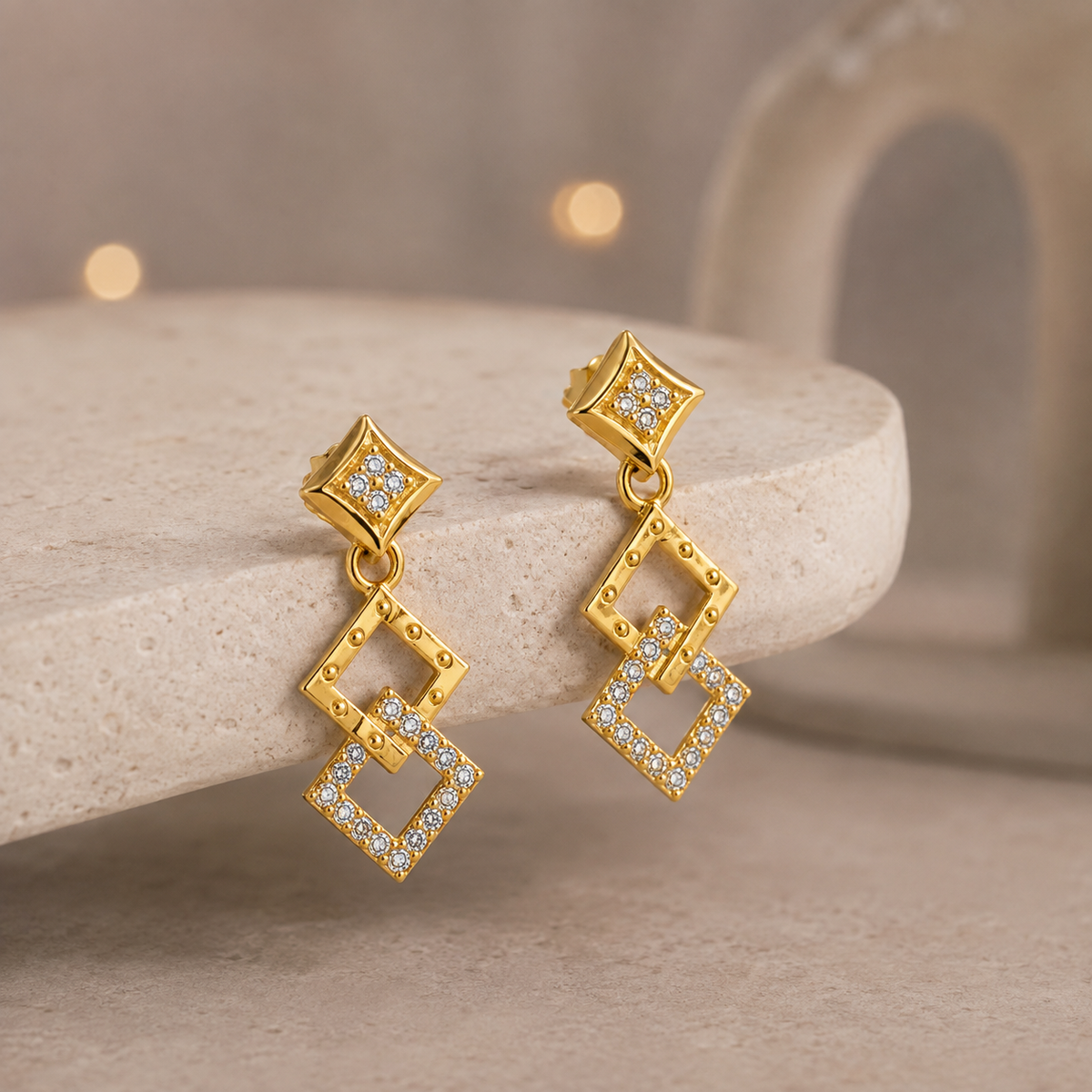 Aurevia Twin Square Drop Earrings GWE 291