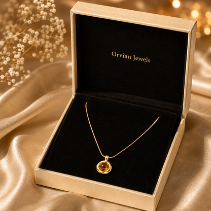 Modern Molten Gold Amber Pendant Necklace GWN -66