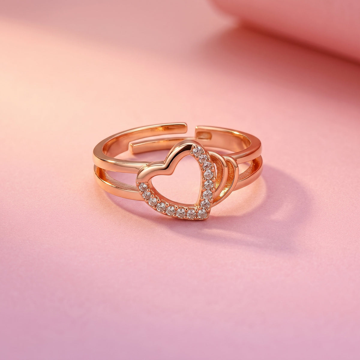 Cascading Pave Open Heart Dual Band Ring GWR-119