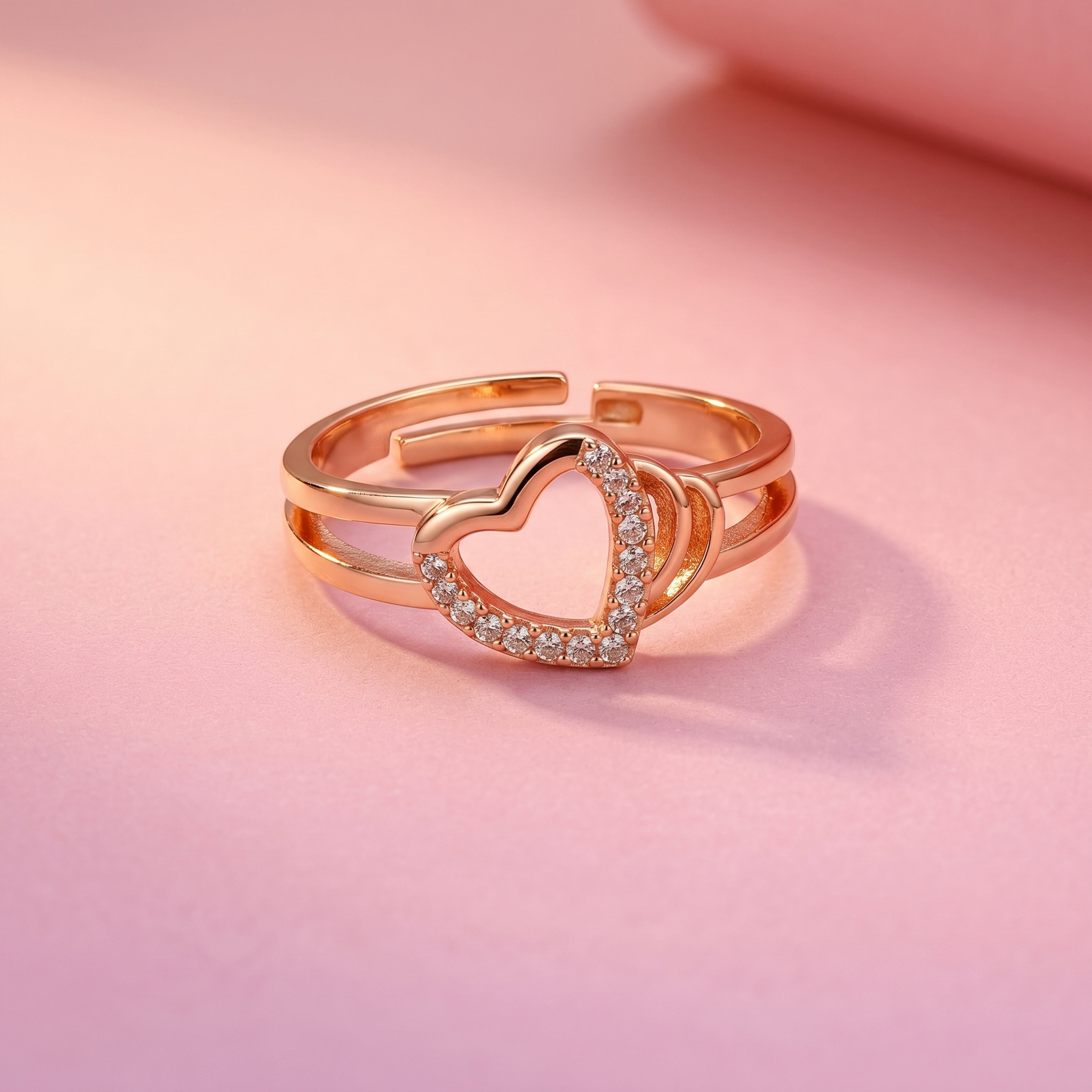 Cascading Pave Open Heart Dual Band Ring GWR-119