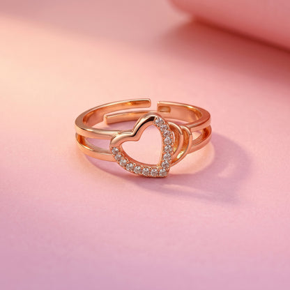 Cascading Pave Open Heart Dual Band Ring GWR-119