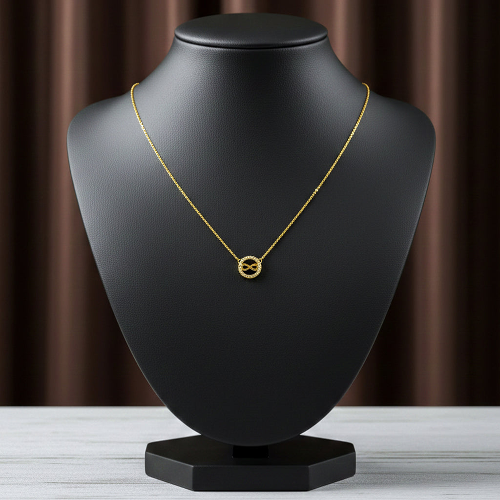 Golden Infinity Halo Pendant Necklace GWN -50