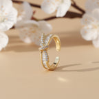 Baguette Channel Encrusted Knot Adjustable Ring GWR-49
