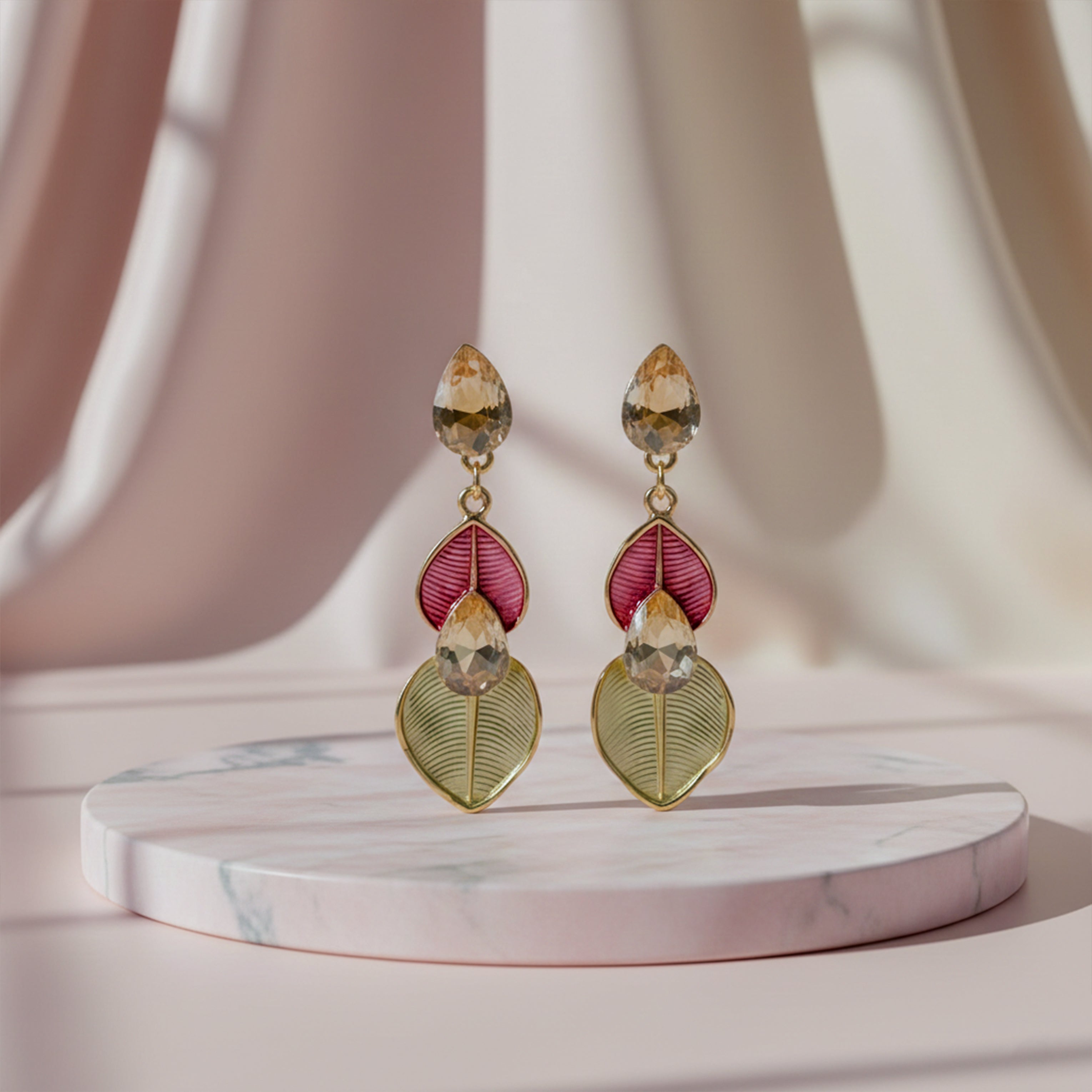 Flora Shine Botanical Leaf Drop Earrings GWE -232