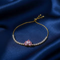 Imperial Pink Heart Solitaire & Crystal Tennis Bolo Bracelet GWB-117