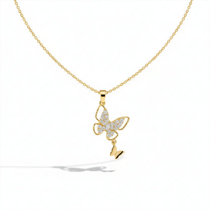 Modern Crystal Twin Butterfly Drop Necklace GWN -142