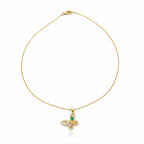 Modern Crystal Multicolor Butterfly Necklace GWN -137