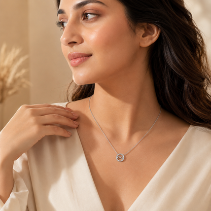 Sleek Infinity Halo Pendant Necklace GWN -49