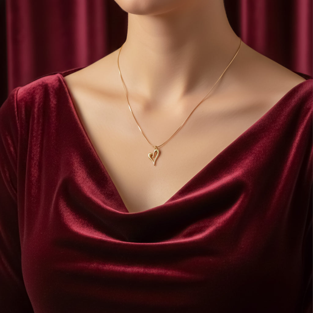Modern Abstract Open Heart Necklace GWN -62