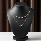 Modern Dual Layer Beaded Heart Necklace GWN -63
