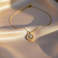 Modern Circular Solitaire Halo Necklace GWN -139