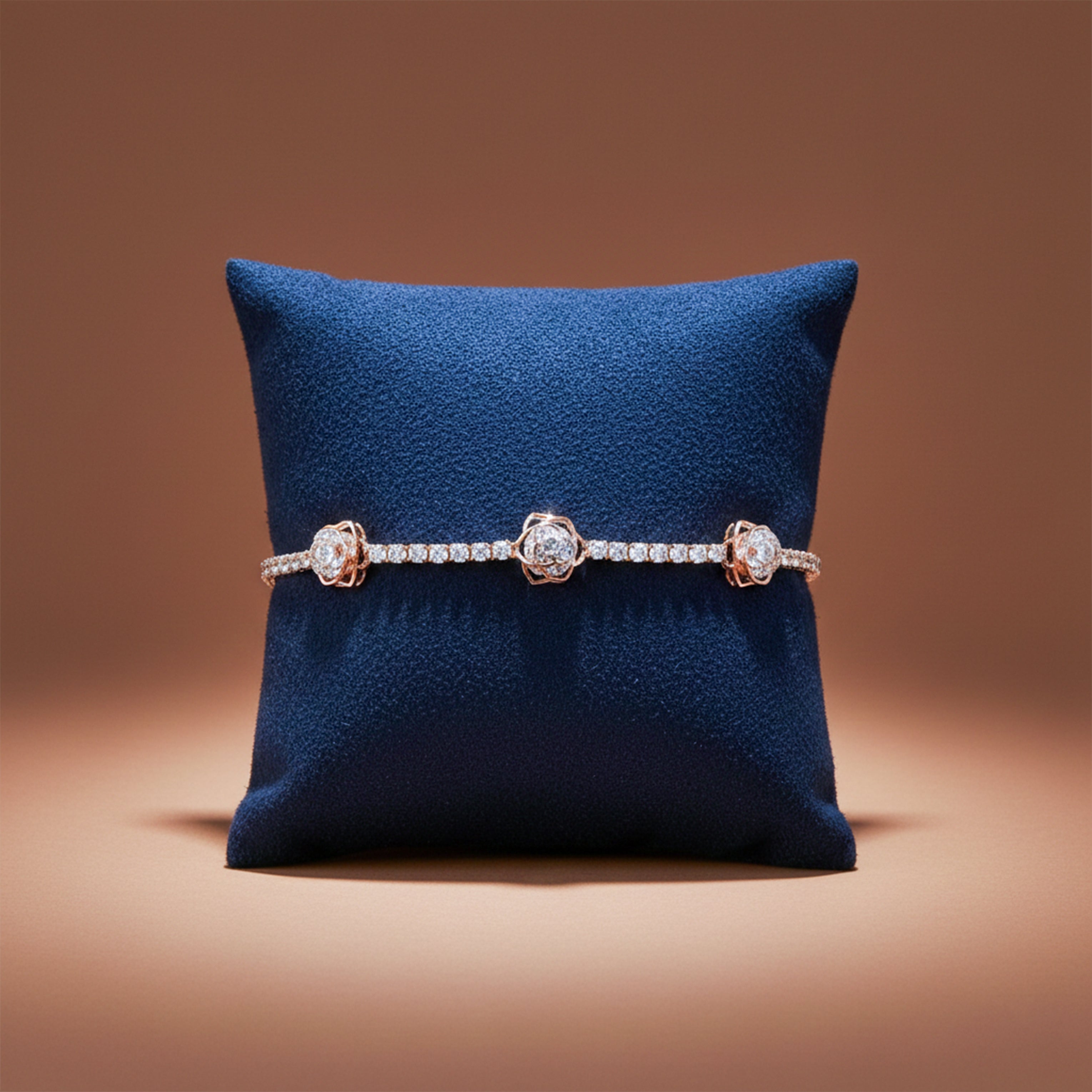 Imperial Tri-Rose Cluster Crystal Tennis Bracelet GWB-107