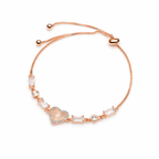 Radiant Sunburst Heart & Baguette Crystal Bolo Bracelet GWB-49
