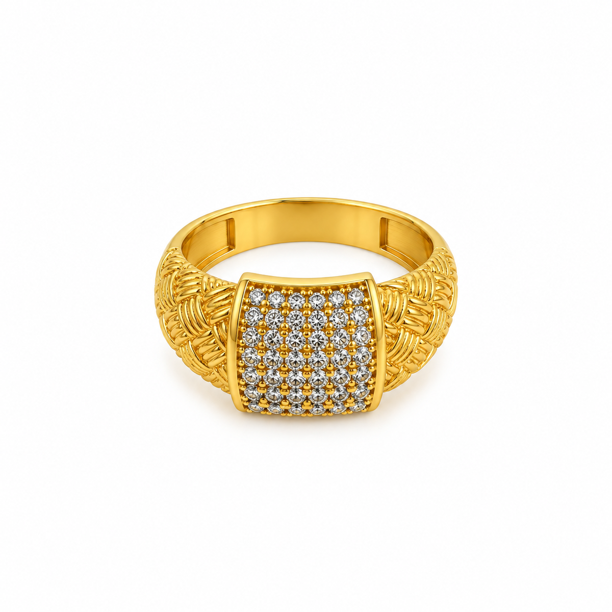 Woven Shoulder Stone Panel Ring GMR 50