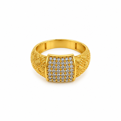 Woven Shoulder Stone Panel Ring GMR 50
