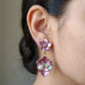 Flora Bloom Purple Enamel Pearl Earrings GWE -180