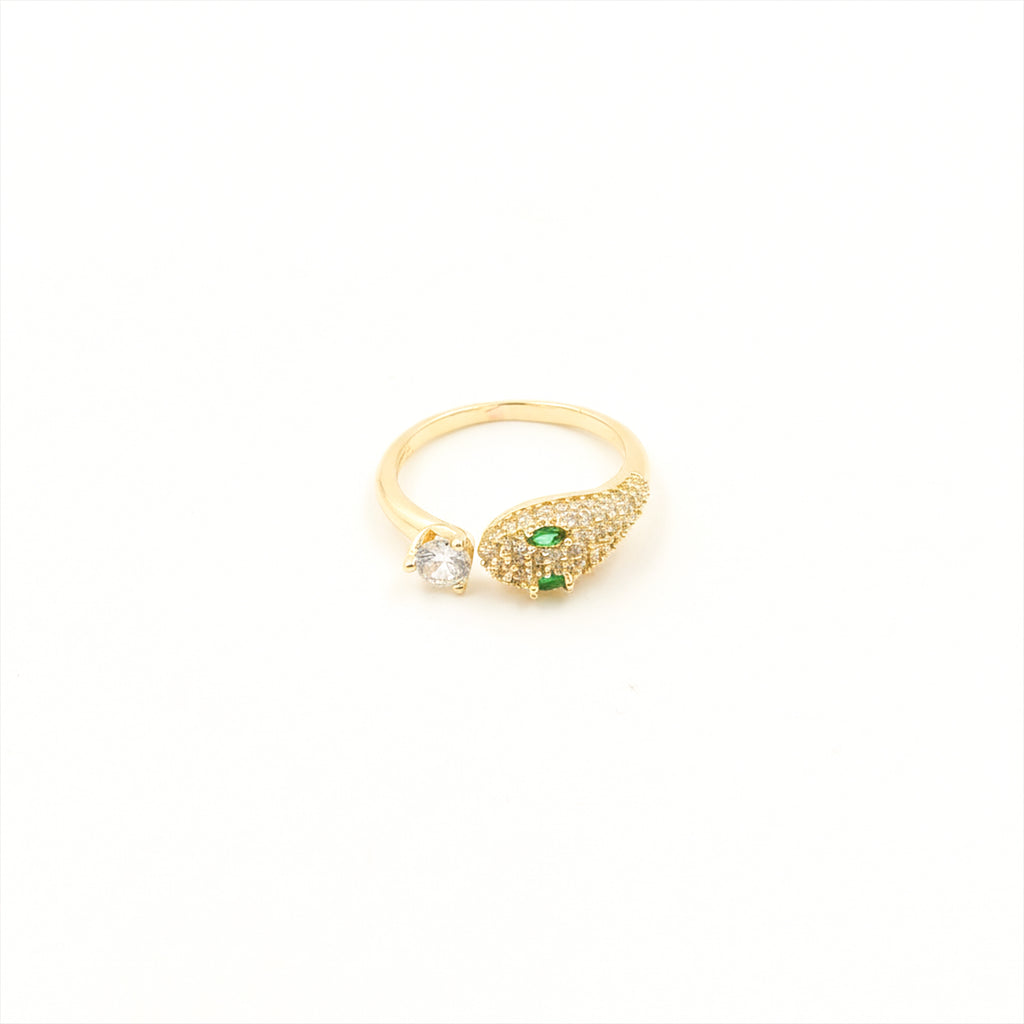 Emerald Eye Snake & Solitaire Wrap Ring GWR-79