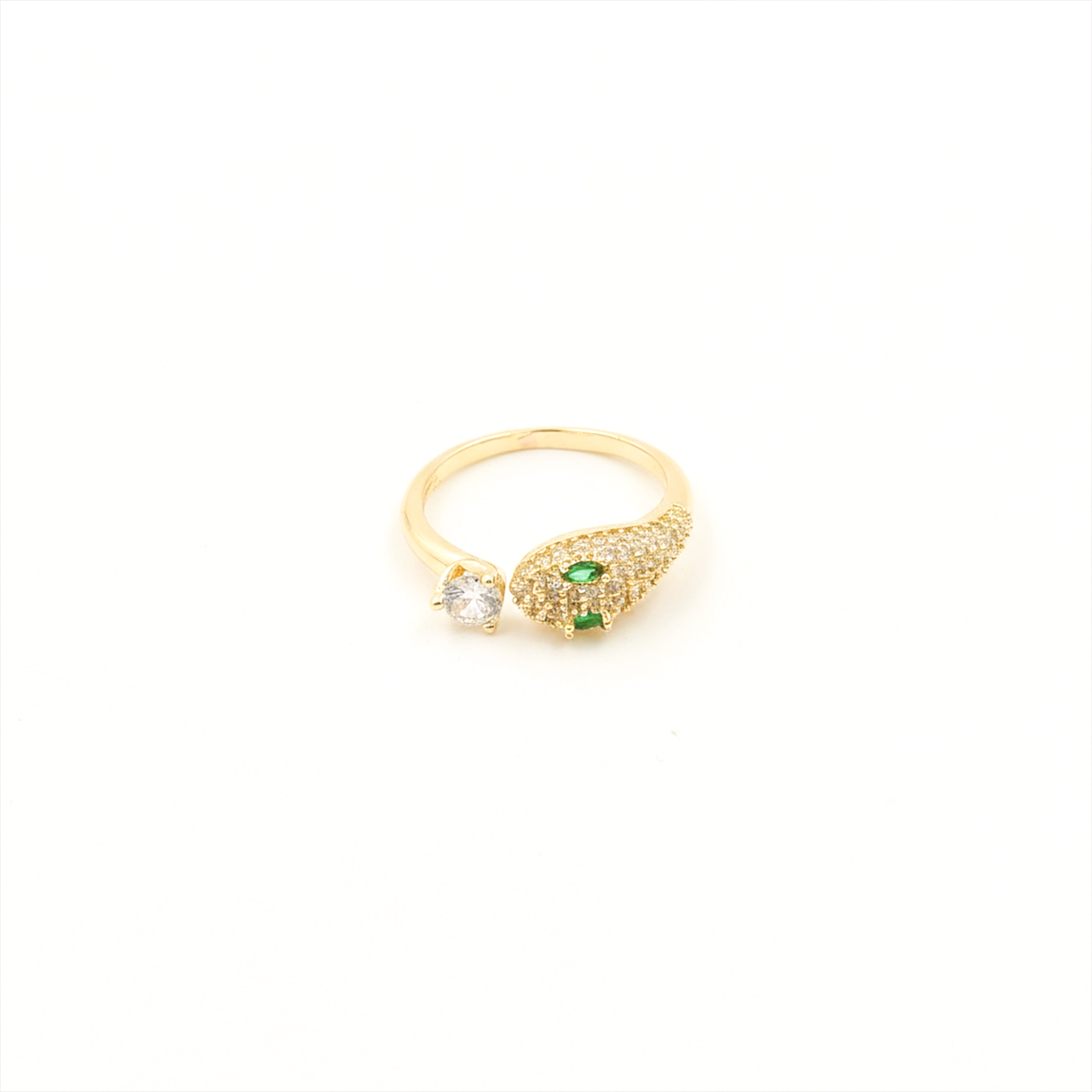 Emerald Eye Snake & Solitaire Wrap Ring GWR-79