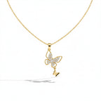 Modern Crystal Twin Butterfly Drop Necklace GWN -142