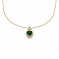 Modern Emerald Heart Halo Pendant Necklace GWN -163