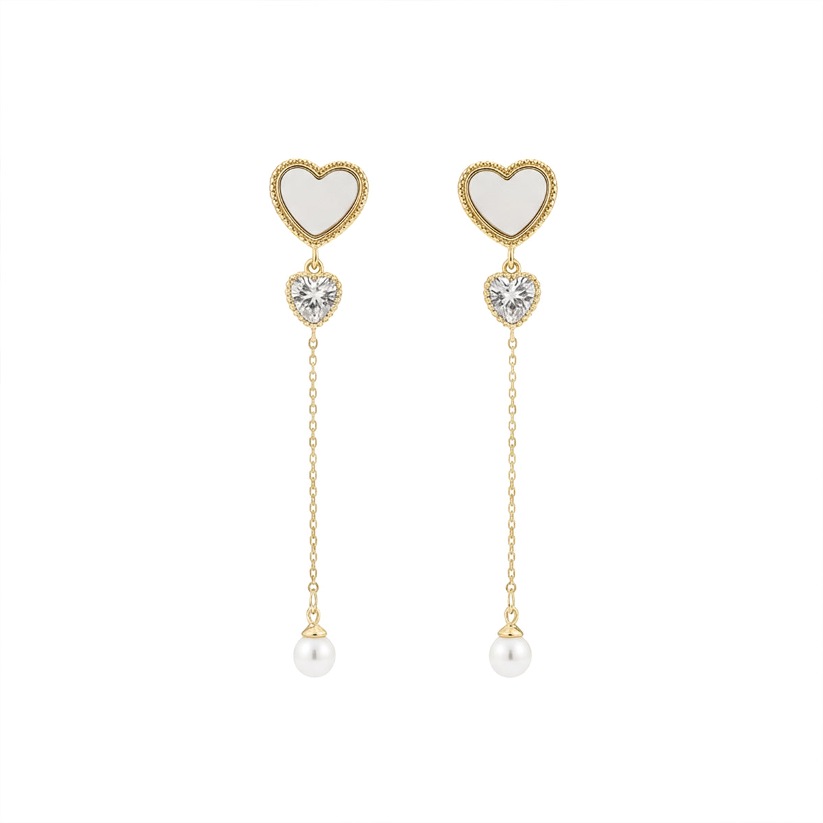 Trishna Shell Heart Pearl Drops GWE -87