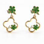 Flora Bloom Green Clover Hoop Earrings GWE -182